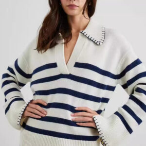 Striped Color Block Polo Sweater